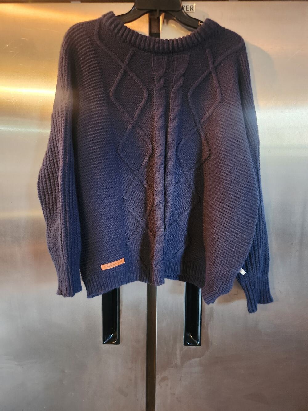 Simply Southern Cable Knit Sweater Navy Blue Size L